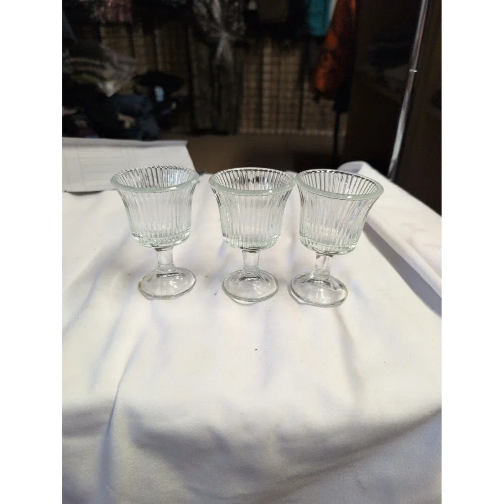 Set of 3 Vintage Glass Candle Holders
